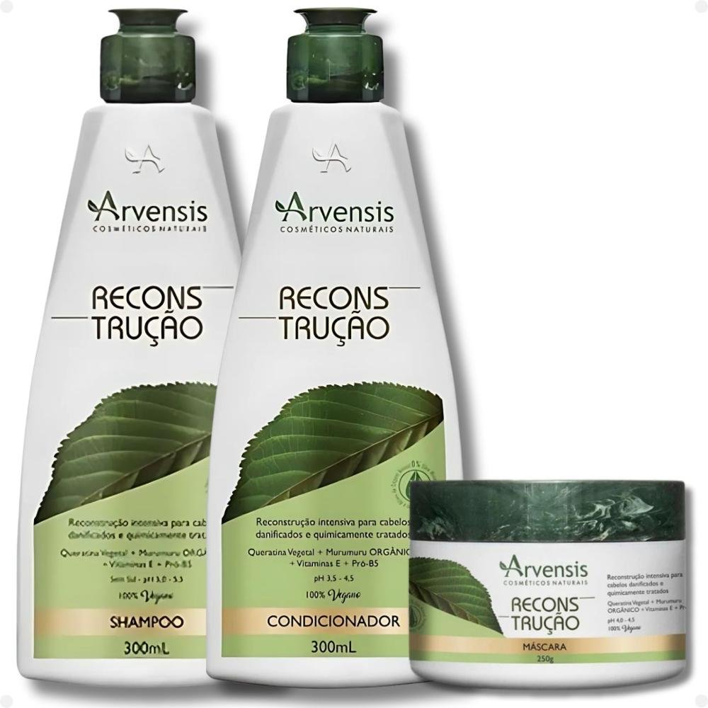 Kit Arvensis Reconstrução: Shampoo 300ml, Condicionador 300ml e Máscara 250g