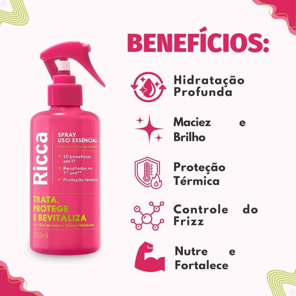 Spray Uso Essencial Ricca Trata, Protege e Revitaliza 250ml 250ml 2
