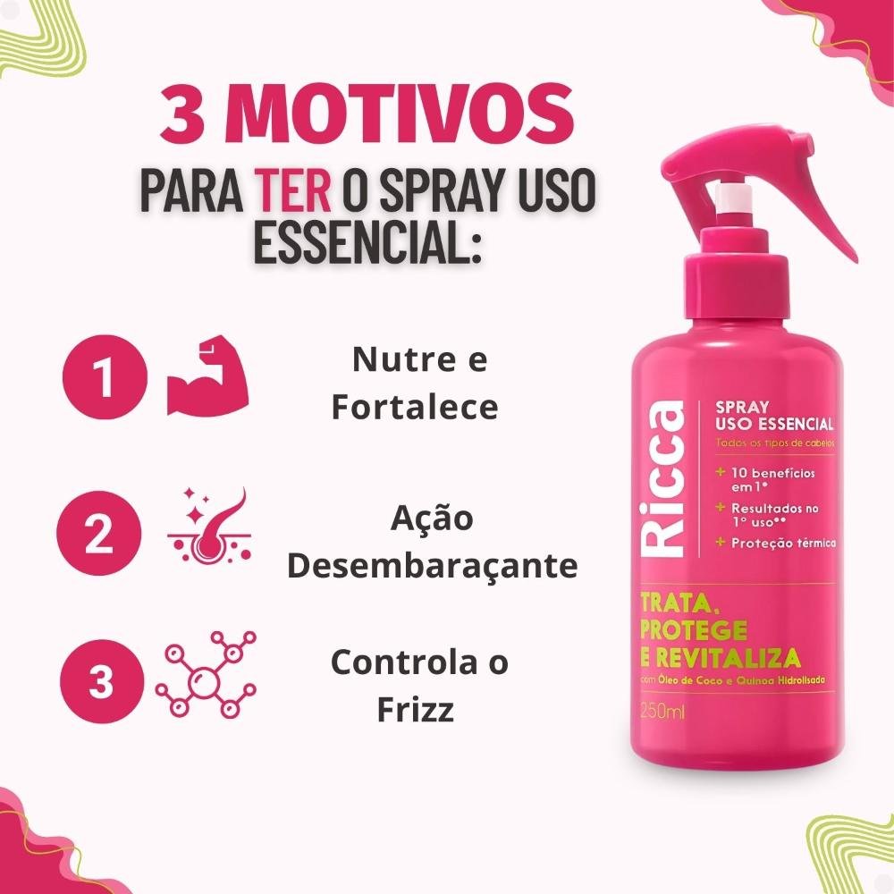 Spray Uso Essencial Ricca Trata, Protege e Revitaliza 250ml 250ml 4
