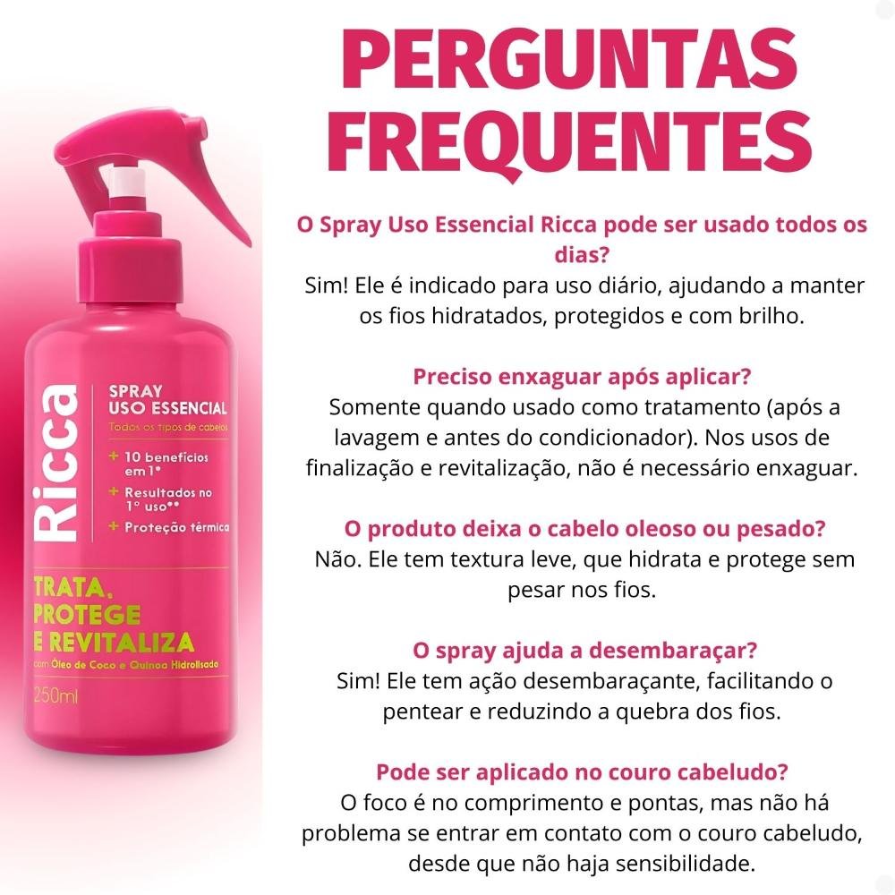 Spray Uso Essencial Ricca Trata, Protege e Revitaliza 250ml 250ml 6