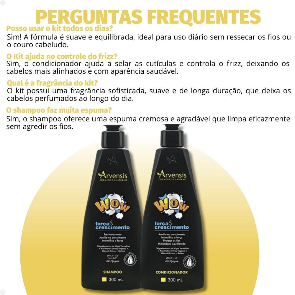 Kit Arvensis WOW: Shampoo 300ml, Condicionador 300ml e Máscara 250g ÚNICO 5