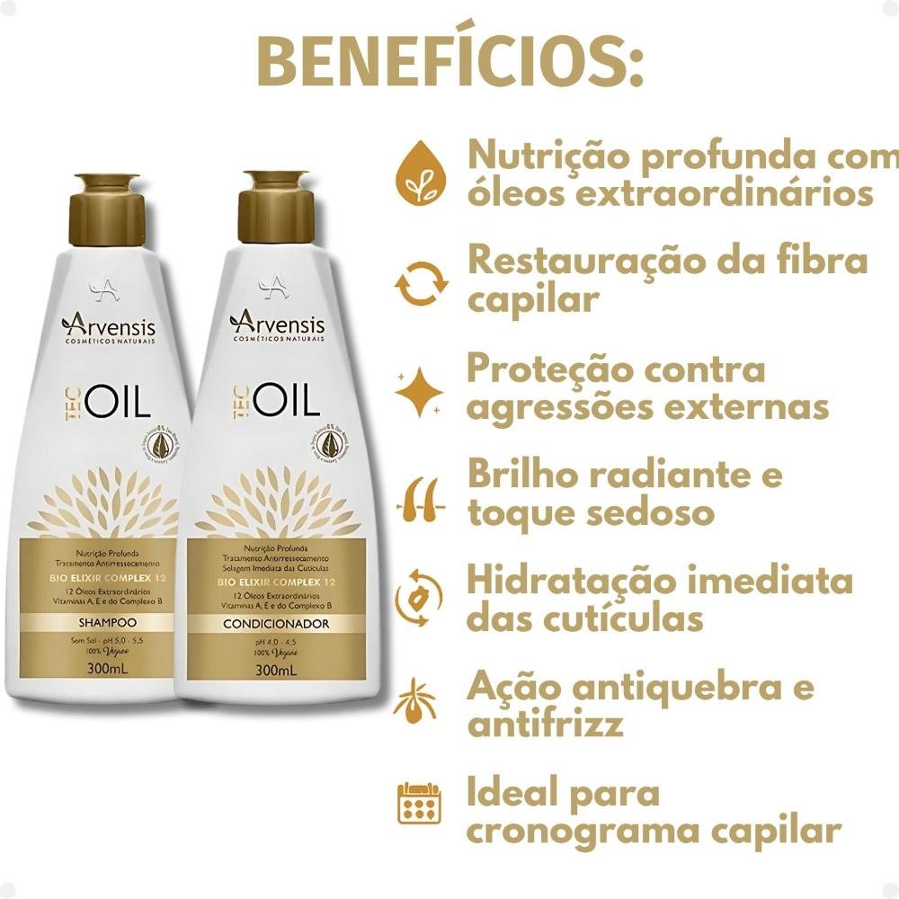 Kit Arvensis Tec Oil: Shampoo e Condicionador 300ml ÚNICO 2