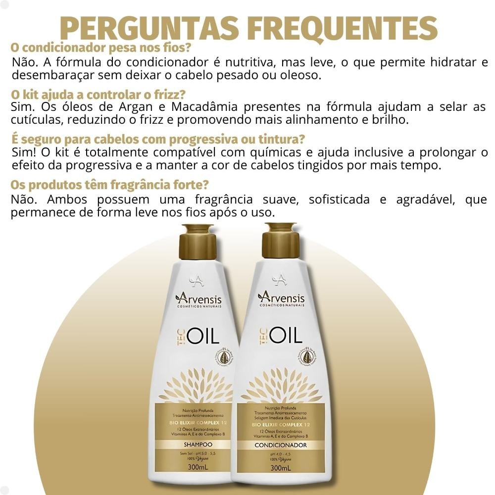 Kit Arvensis Tec Oil: Shampoo e Condicionador 300ml ÚNICO 5