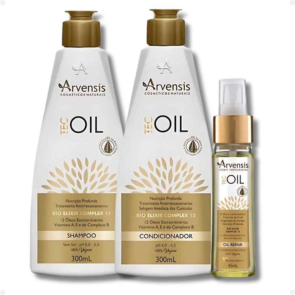 Kit Arvensis Tec Oil: Shampoo 300ml, Condicionador 300ml e Finalizador 45ml