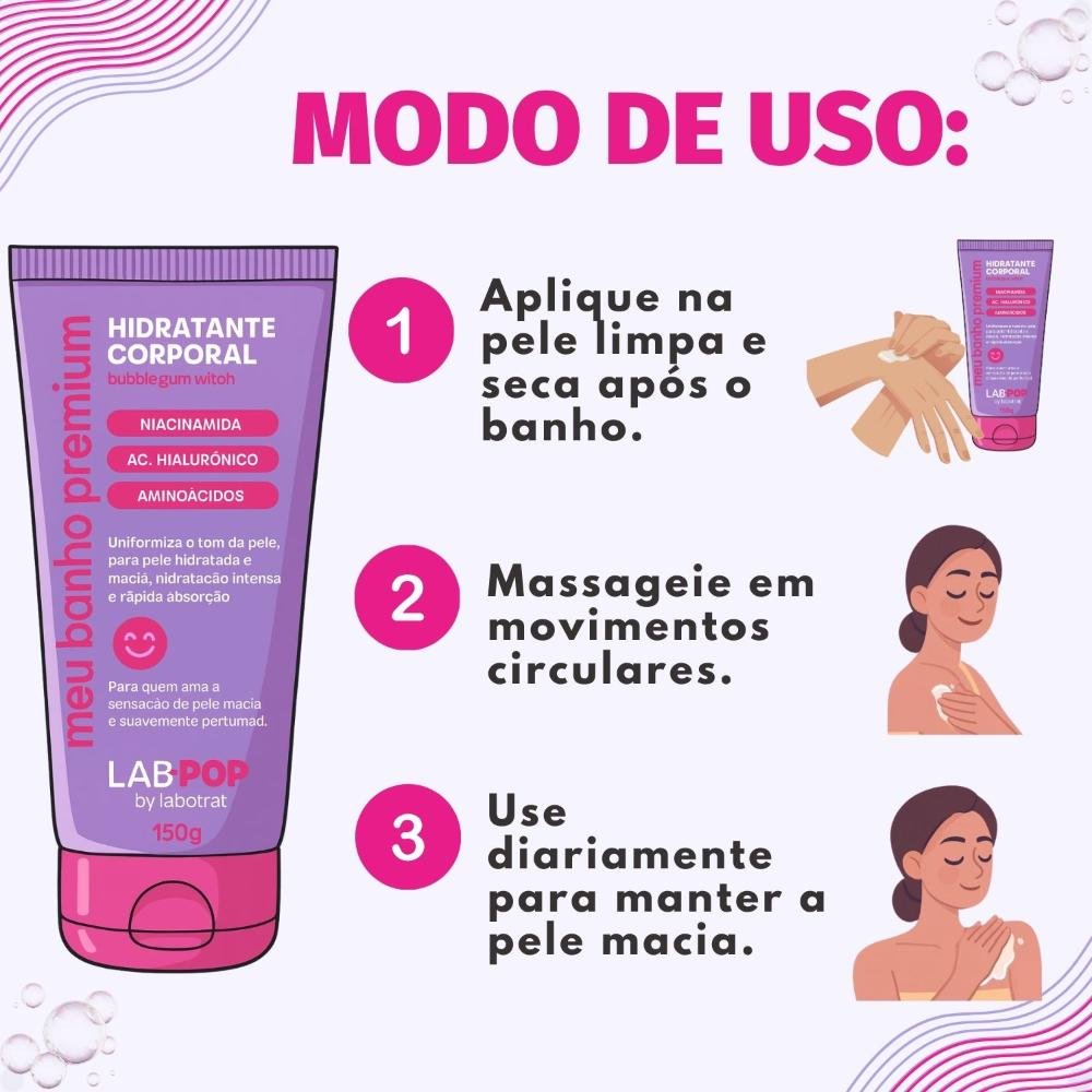 Hidratante Corporal LabPop by Labotrat Meu Banho Premium Bubblegum Witch 150g 150g 4
