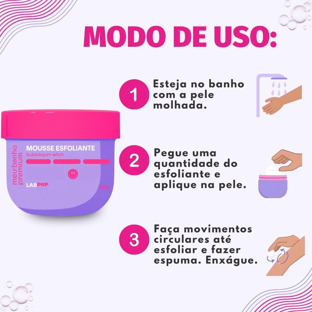 Mousse Esfoliante LabPop by Labotrat Meu Banho Premium Bubblegum Witch 240g 240g 4