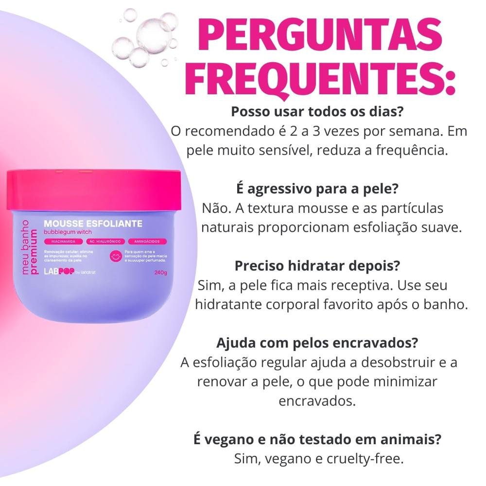 Mousse Esfoliante LabPop by Labotrat Meu Banho Premium Bubblegum Witch 240g 240g 6