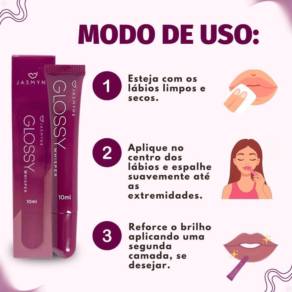 Brilho Labial Jasmyne Glossy Whisper Plum Allure J0101 Plum Allure 7