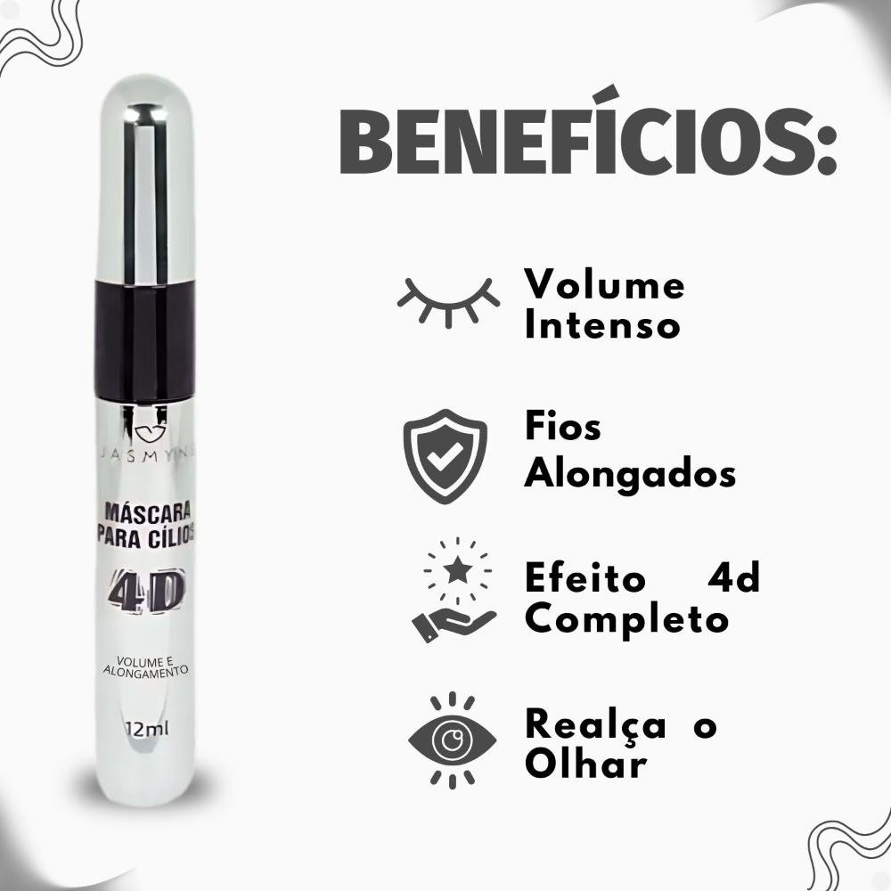 Máscara Para Cílios Jasmyne 4D Volume e alongamento Preta Ref.J0106 Preto 2