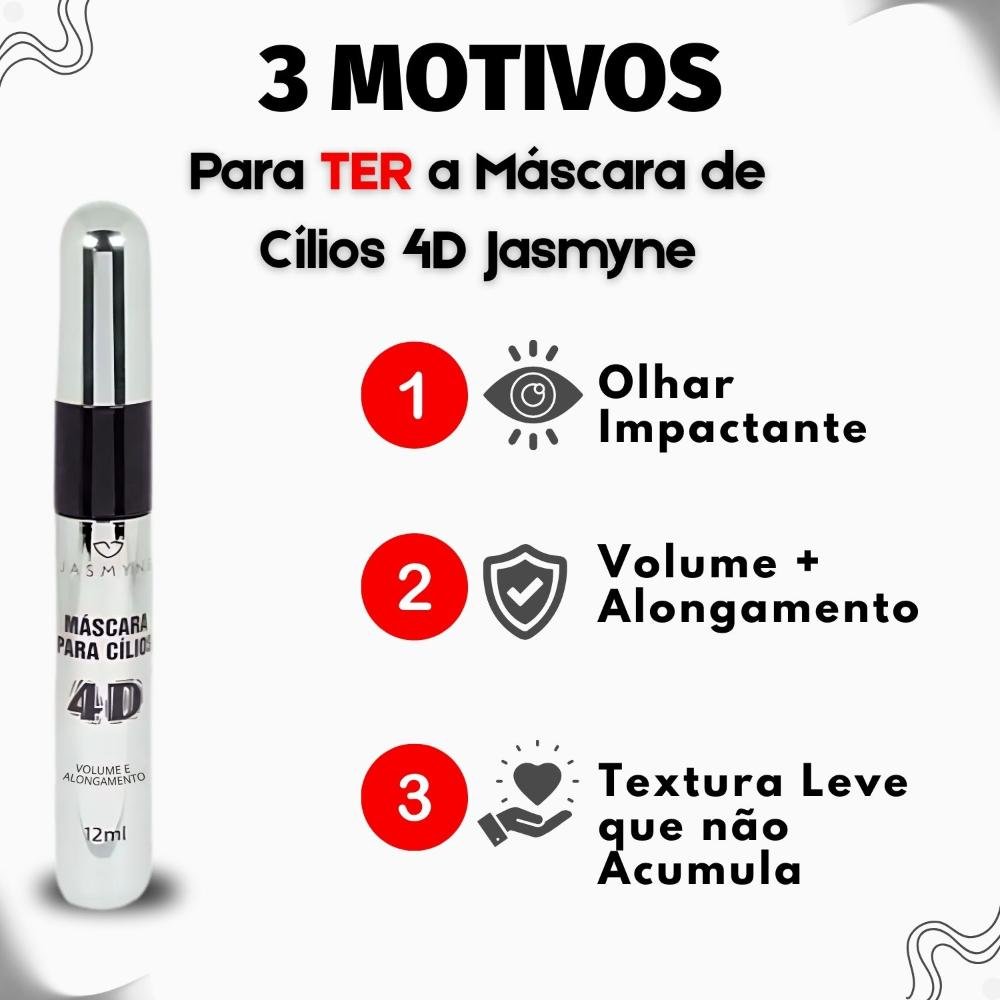Máscara Para Cílios Jasmyne 4D Volume e alongamento Preta Ref.J0106 Preto 4