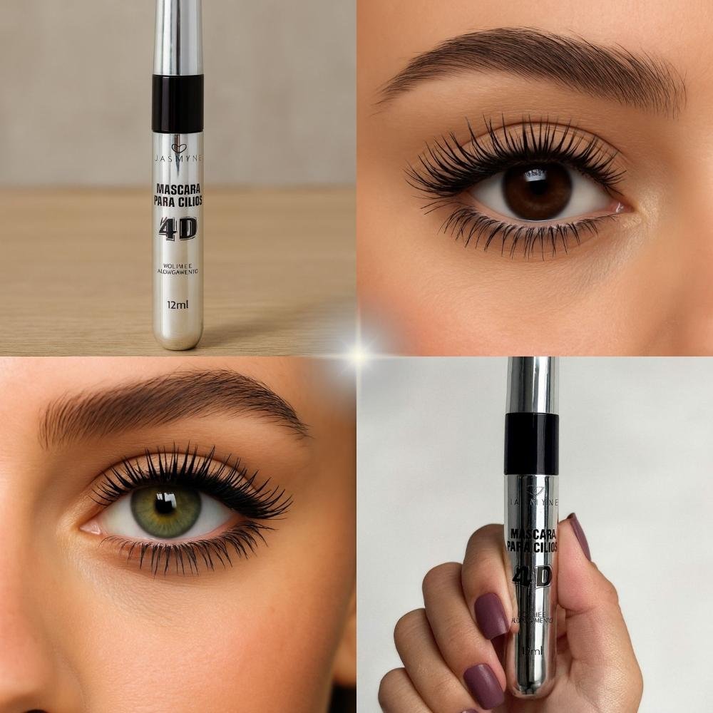 Máscara Para Cílios Jasmyne 4D Volume e alongamento Preta Ref.J0106 Preto 5
