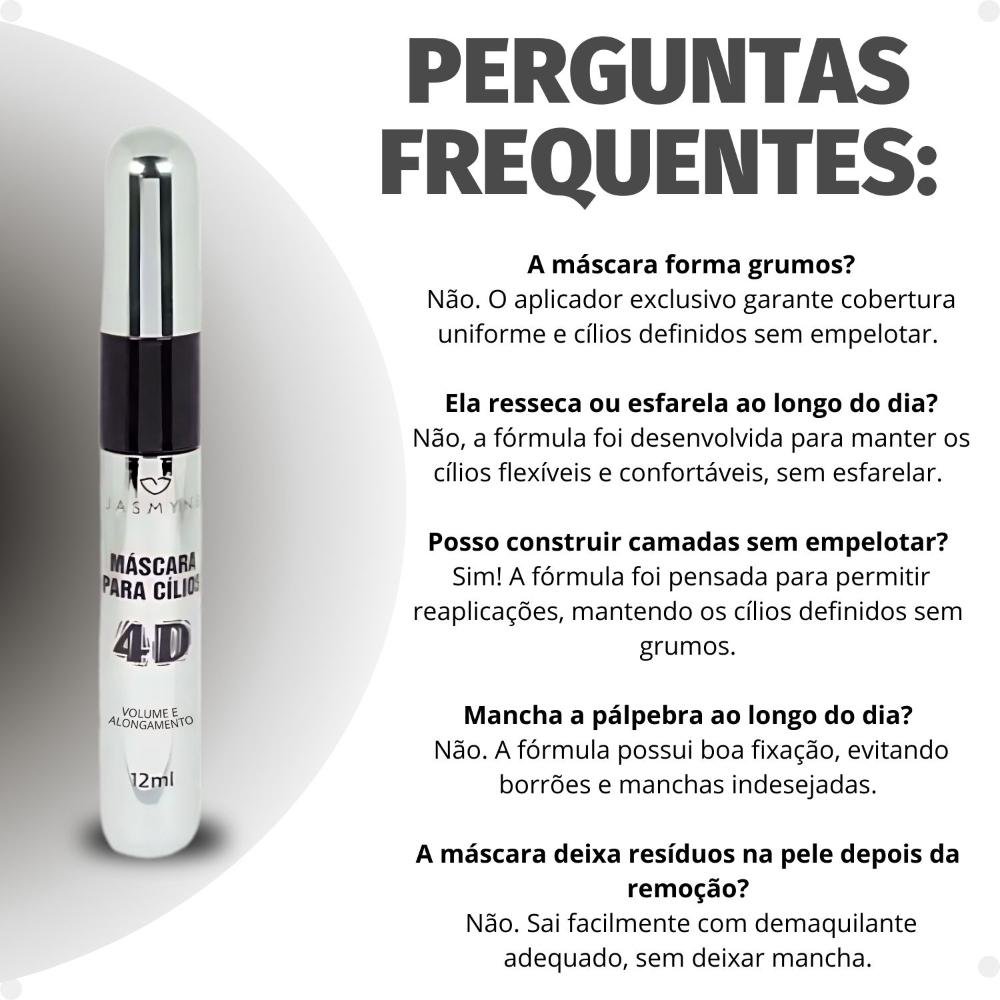 Máscara Para Cílios Jasmyne 4D Volume e alongamento Preta Ref.J0106 Preto 7