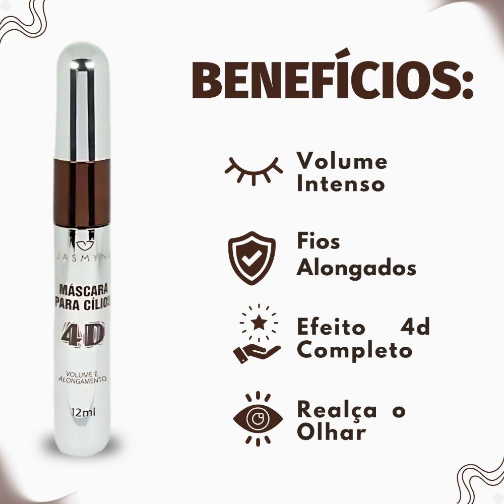 Máscara Para Cílios Jasmyne 4D Volume e Alongamento Marrom Ref.J0120 Marrom 2