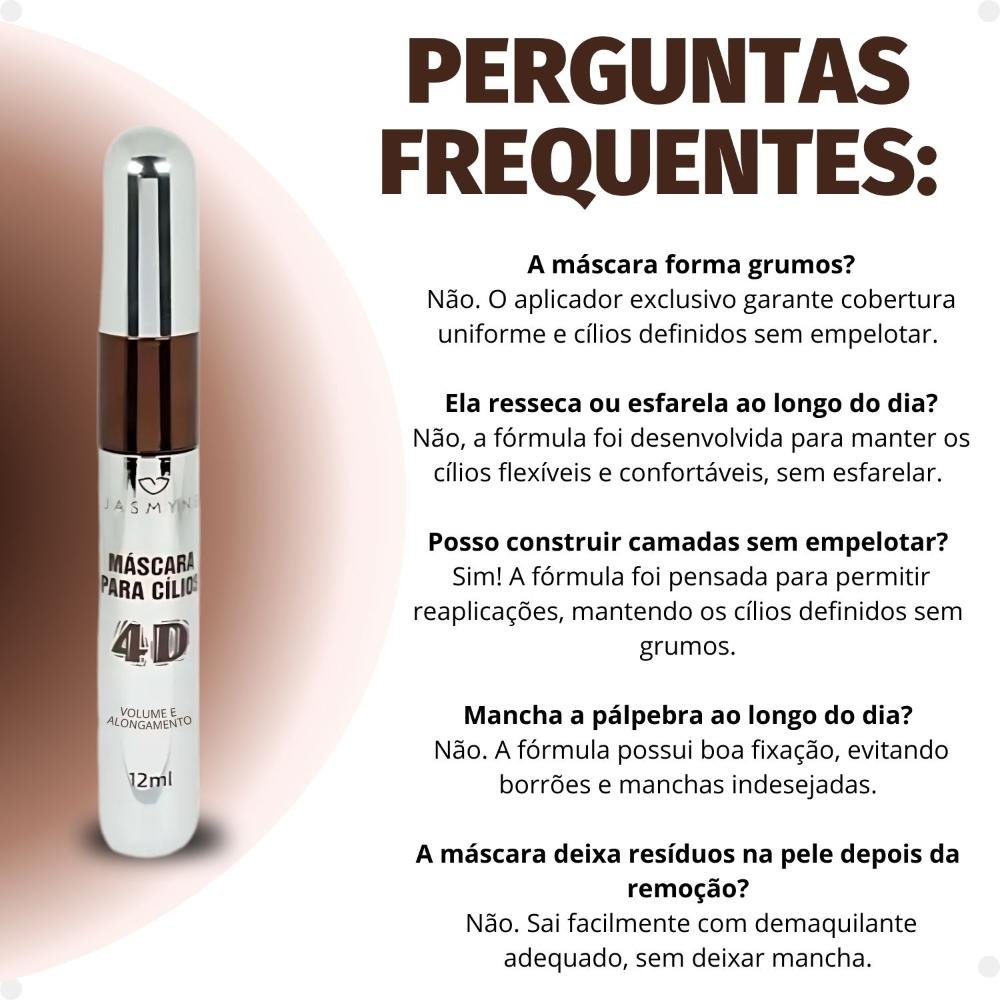 Máscara Para Cílios Jasmyne 4D Volume e Alongamento Marrom Ref.J0120 Marrom 7