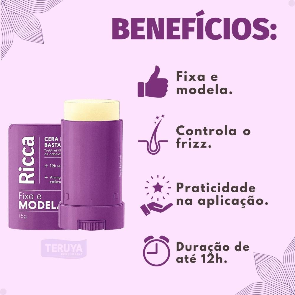 Cera Capilar em Bastão Ricca Fixa e Modela B1.00339 15g 2