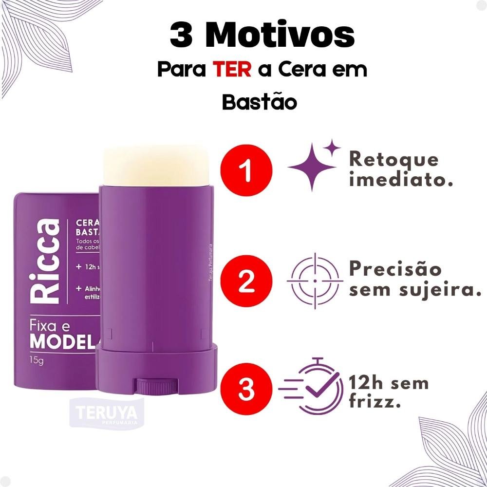Cera Capilar em Bastão Ricca Fixa e Modela B1.00339 15g 7