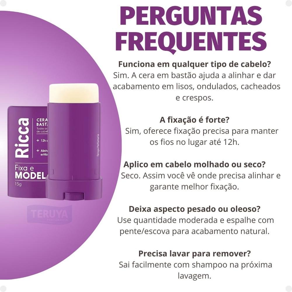 Cera Capilar em Bastão Ricca Fixa e Modela B1.00339 15g 8