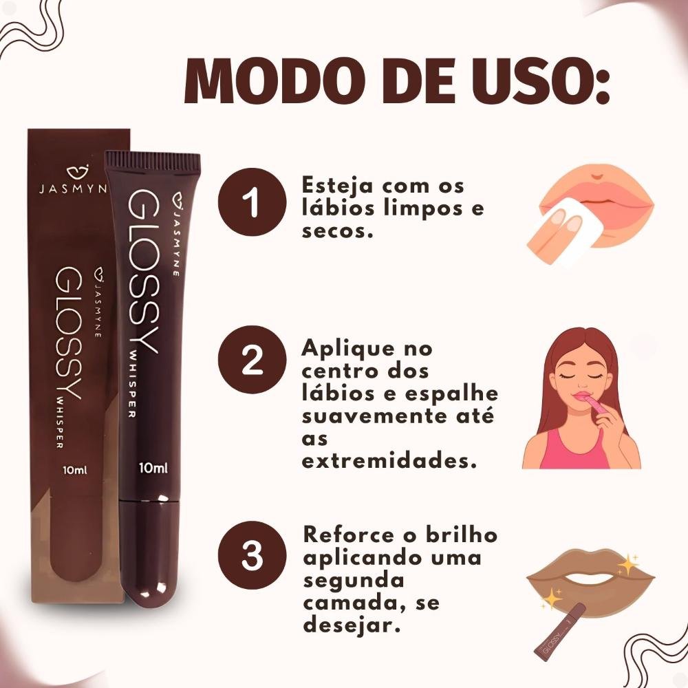 Brilho Labial Jasmyne Glossy Whisper Cocoa Velvet J0101 10ml 7