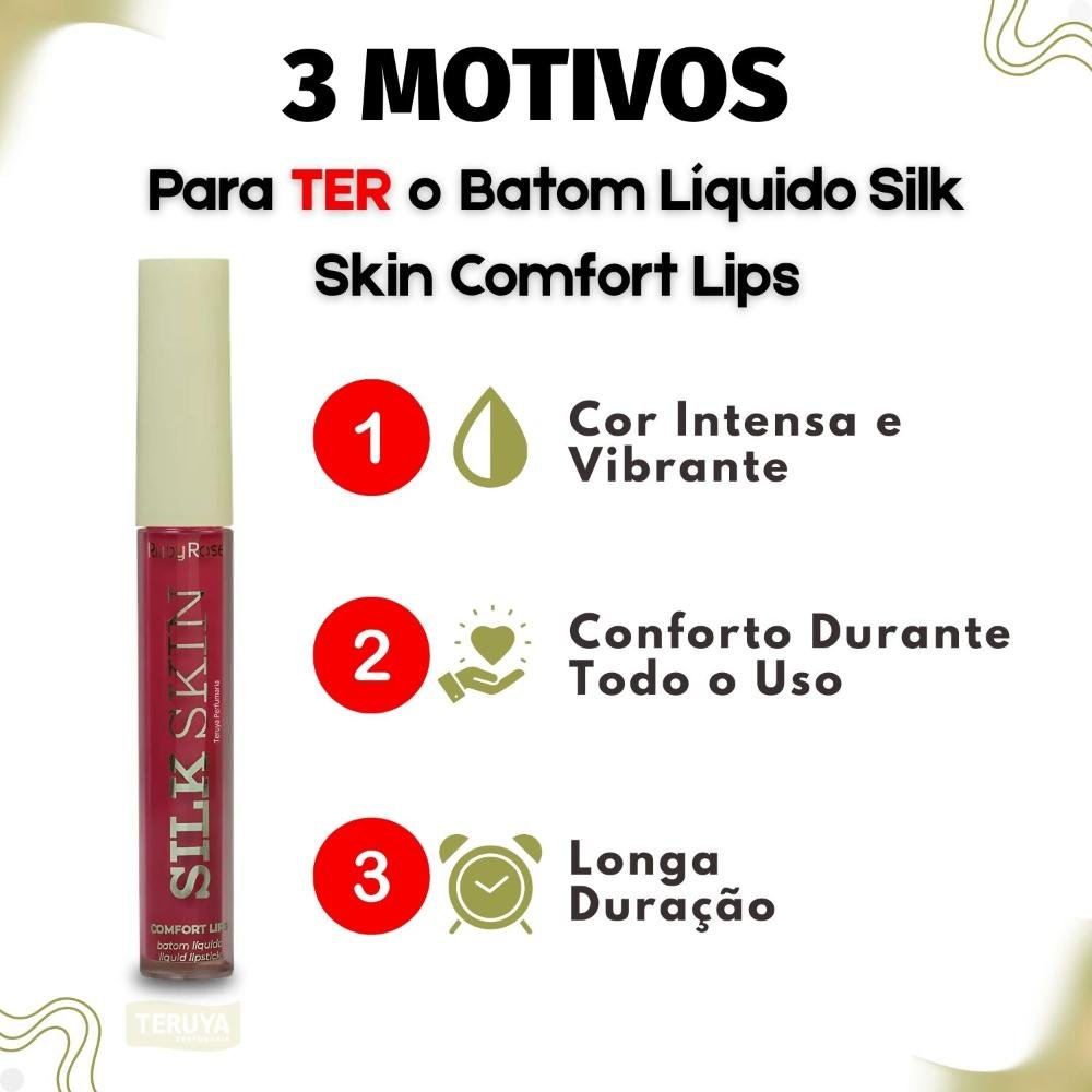 Batom Líquido Ruby Rose Silk Skin Comfort Lips SL09 HB-L6201-9 ÚNICO 4