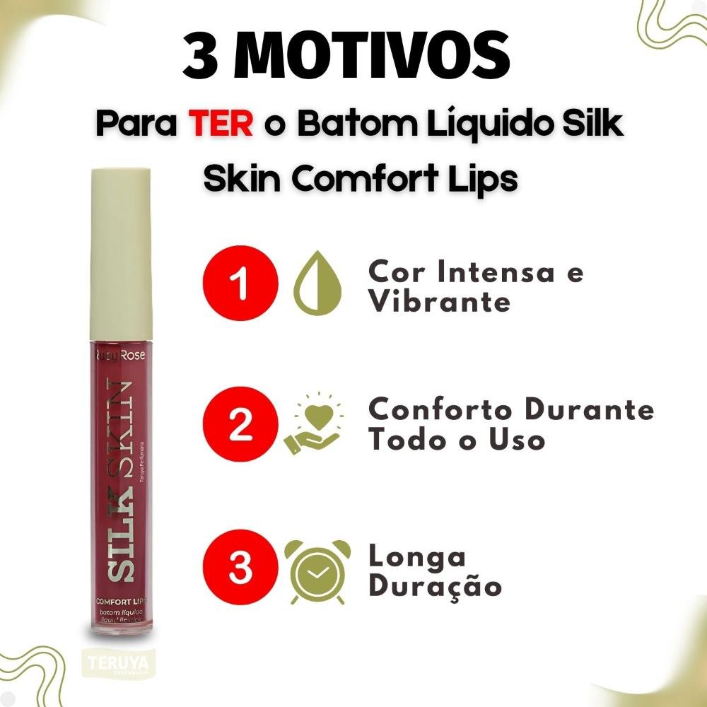 Batom Líquido Ruby Rose Silk Skin Comfort Lips SL12 HB-L6201-12 ÚNICO 4