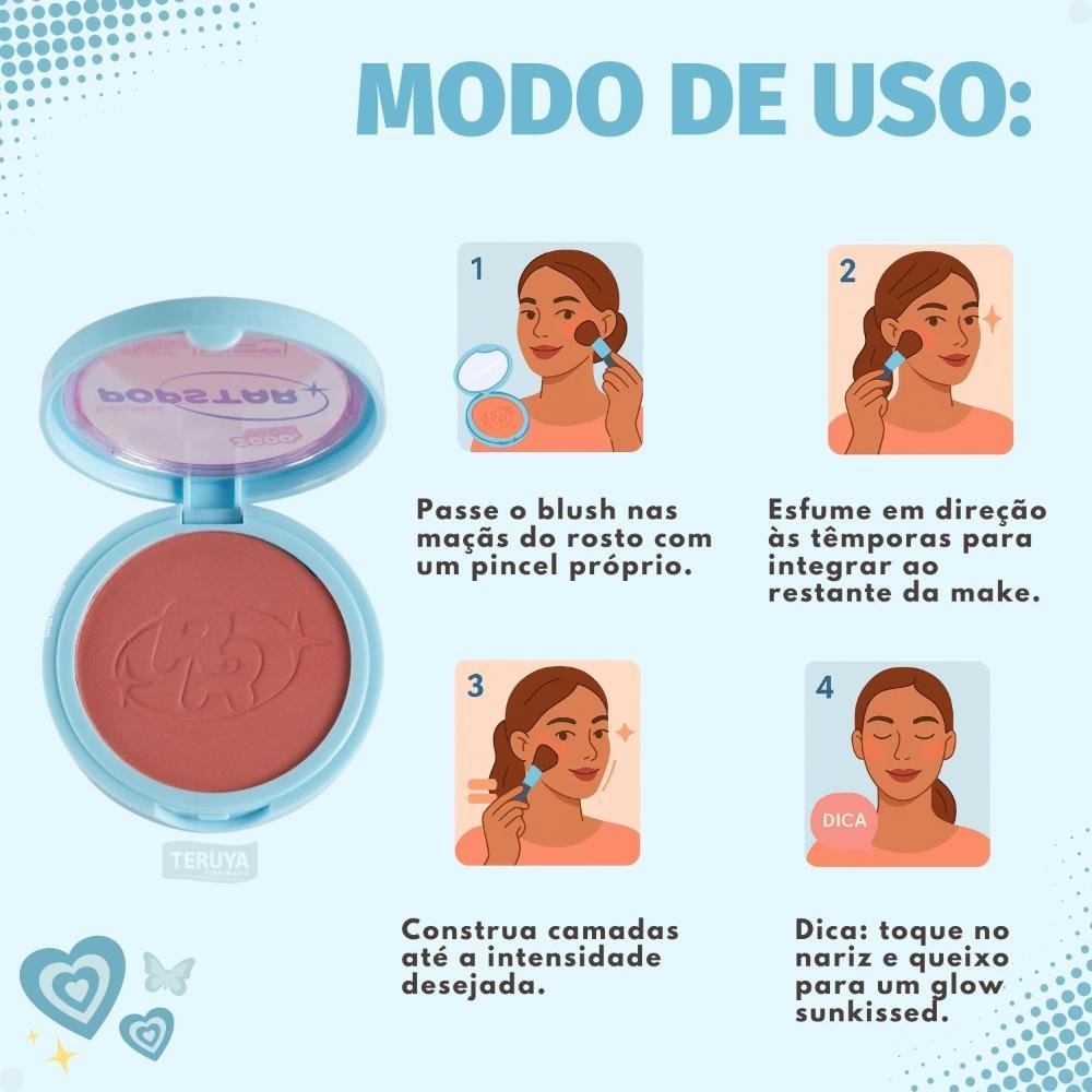 Blush Compacto Ruby Rose Popstar Play Back Secrets HB-M08-1 ÚNICO 7