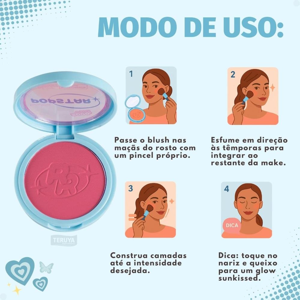 Blush Compacto Ruby Rose Popstar Play Back Girlfriend HB-M08-4 ÚNICO 8