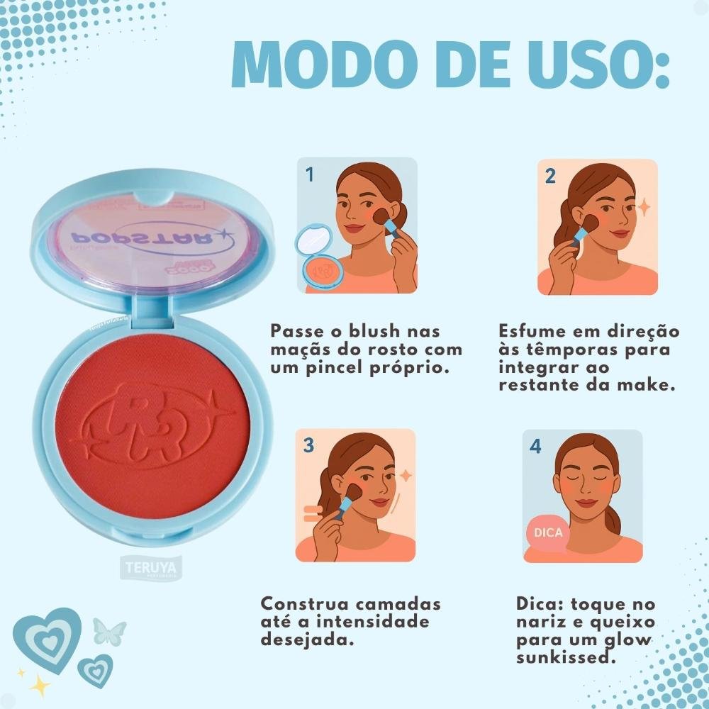 Blush Compacto Ruby Rose Popstar Play Back Smash HB-M08-5 ÚNICO 8