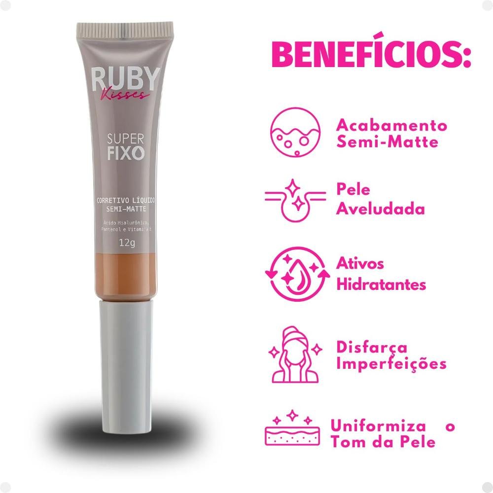Corretivo Líquido Semi-Matte Ruby Kisses Super Fixo cor 38 12g 12g 2