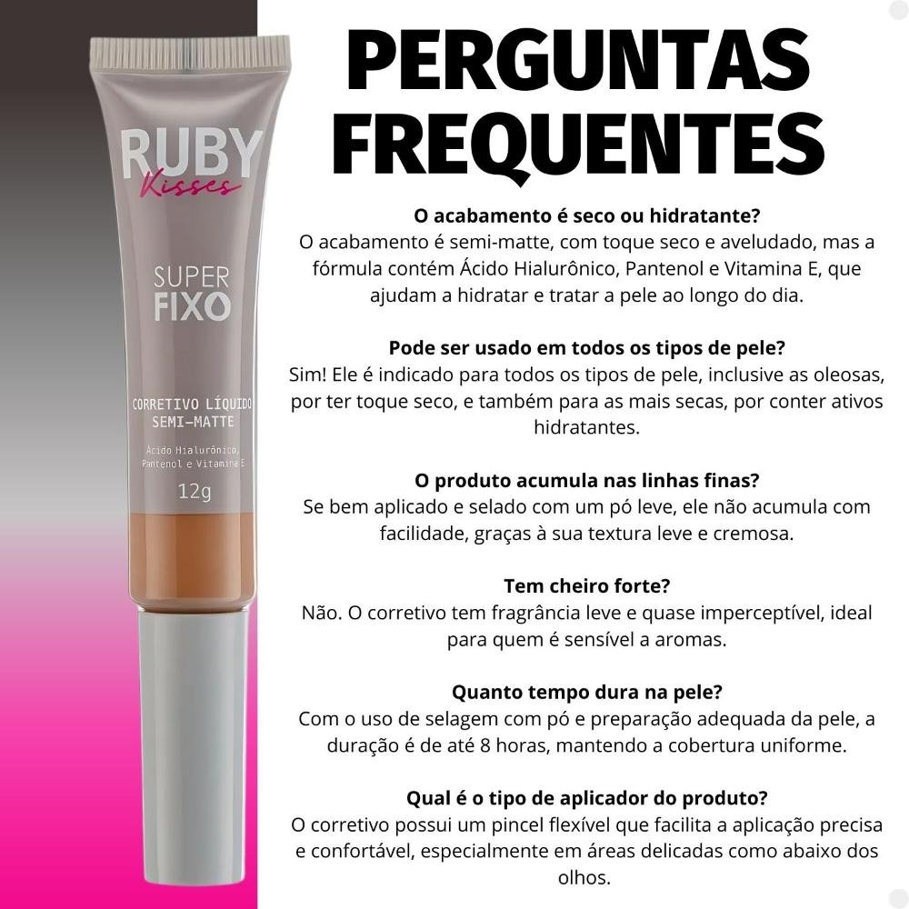 Corretivo Líquido Semi-Matte Ruby Kisses Super Fixo cor 38 12g 12g 7