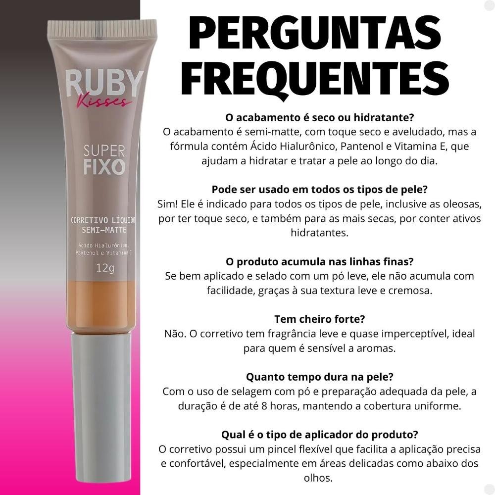 Corretivo Líquido Semi-Matte Ruby Kisses Super Fixo cor 34 12g 12g 7