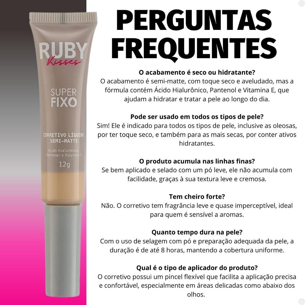Corretivo Líquido Semi-Matte Ruby Kisses Super Fixo cor 25 12g 12g 6