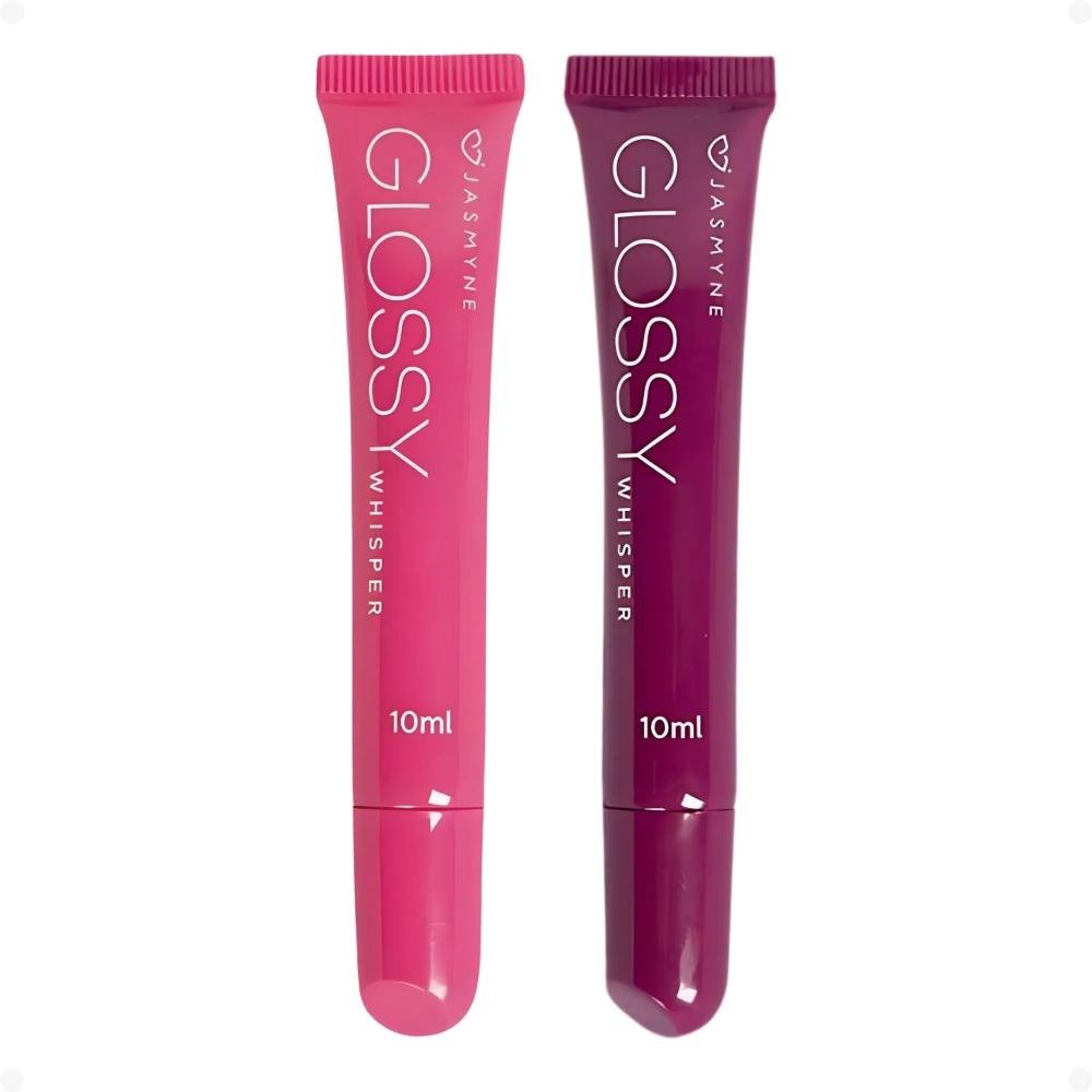 Kit Jasmyne Glossy Whisper 2 Brilho Labial: Plum Allure e  Blush Blossom