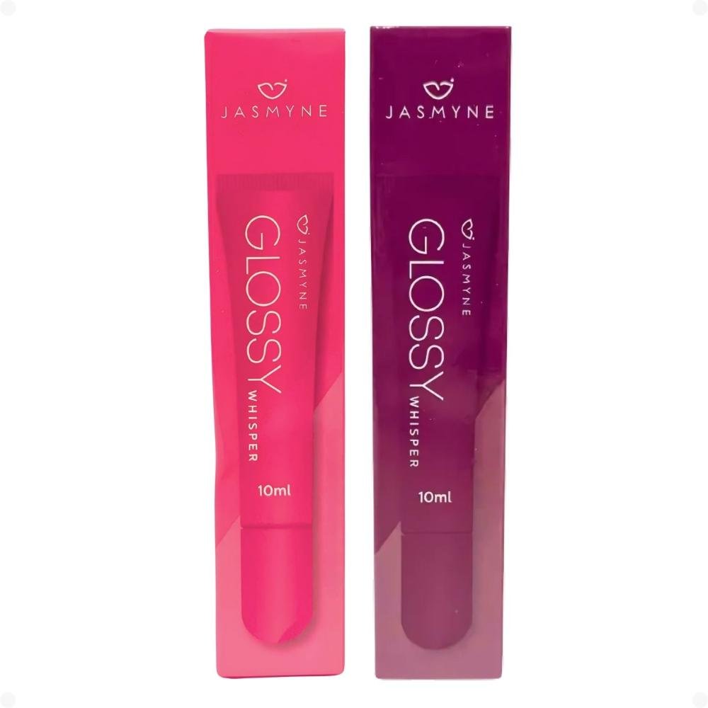 Kit Jasmyne Glossy Whisper 2 Brilho Labial: Plum Allure e  Blush Blossom ÚNICO 3
