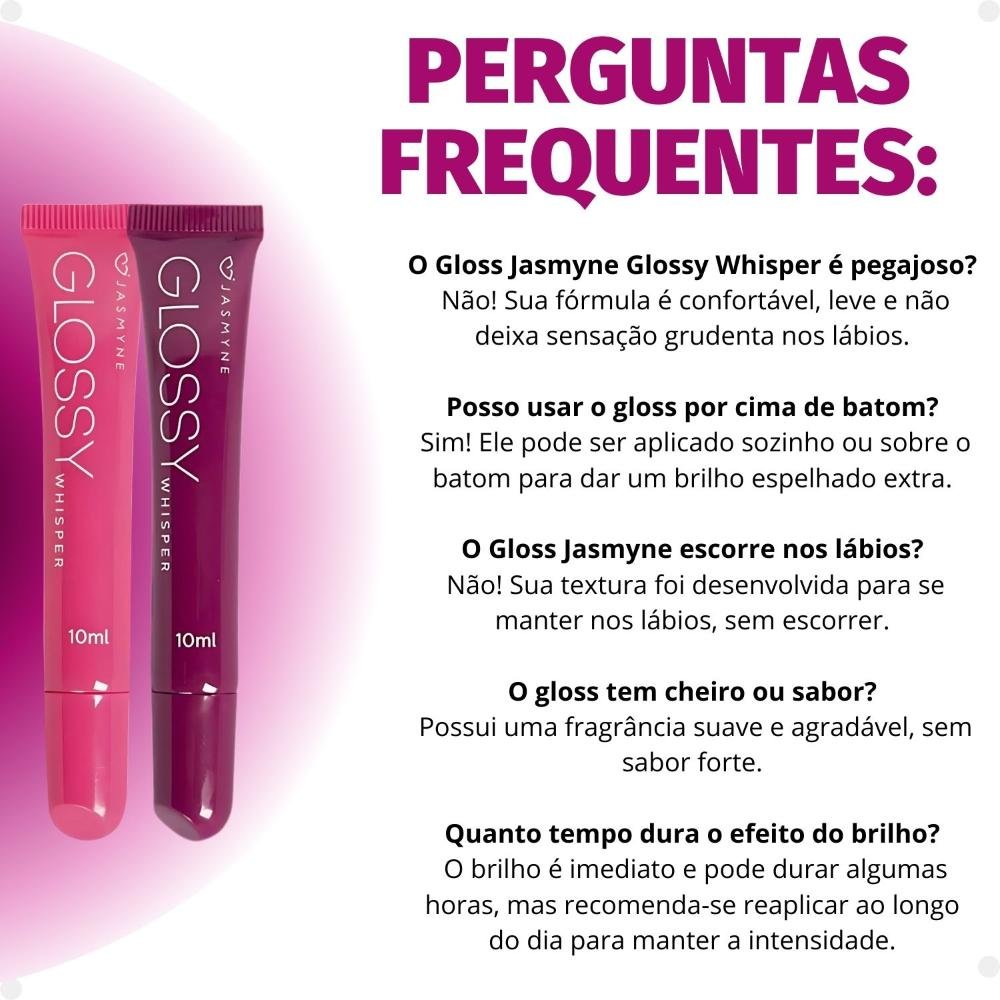 Kit Jasmyne Glossy Whisper 2 Brilho Labial: Plum Allure e  Blush Blossom ÚNICO 7