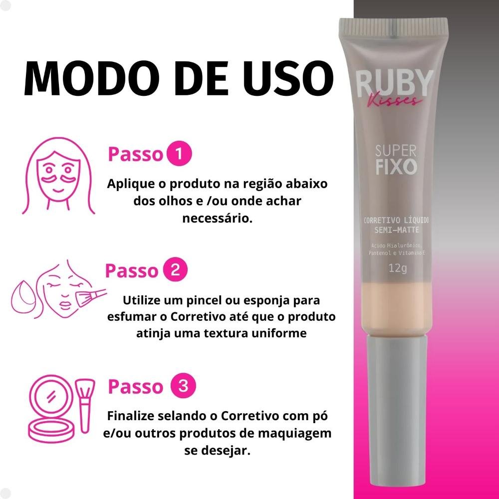 Corretivo Líquido Semi-Matte Ruby Kisses Super Fixo cor 10 12g 12g 6