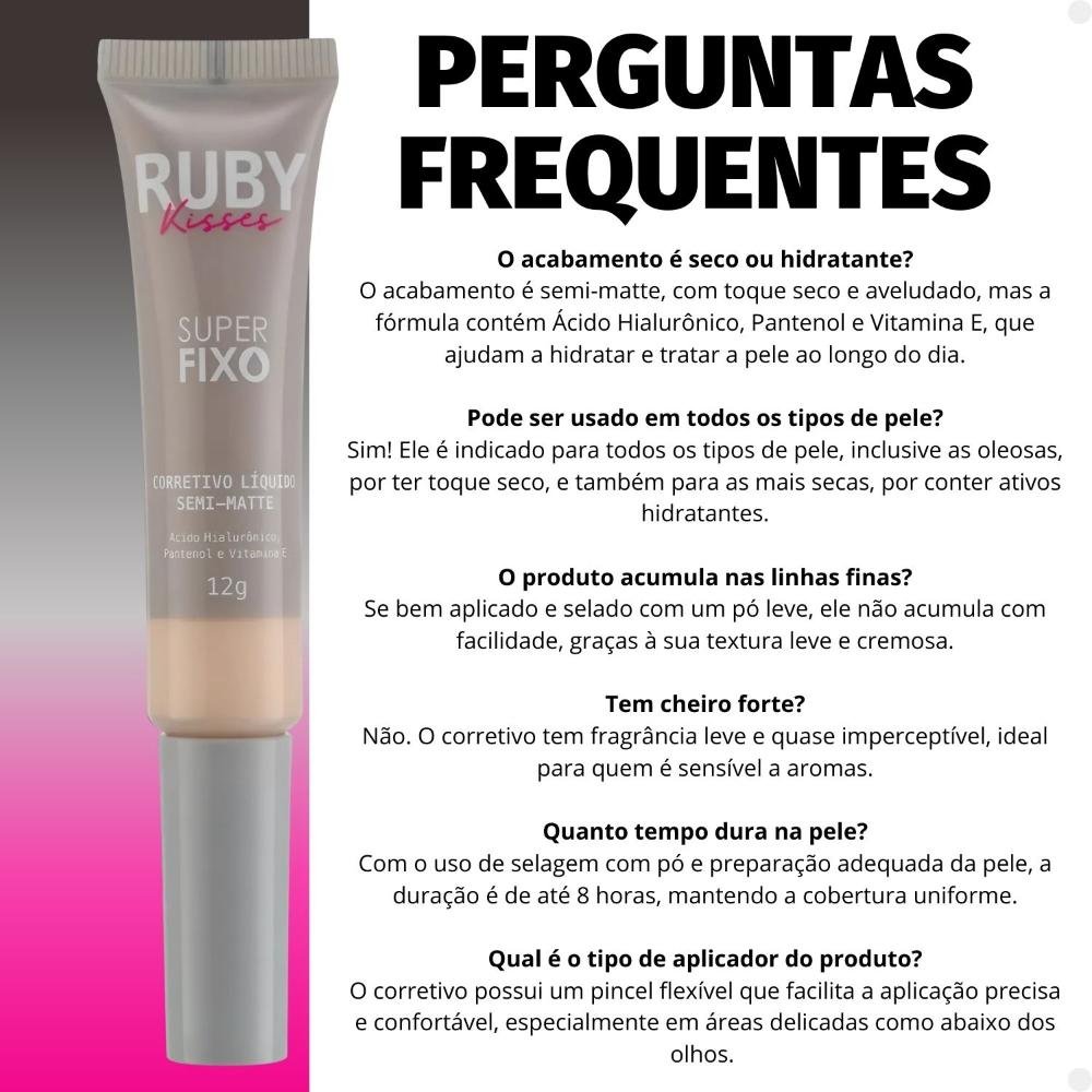 Corretivo Líquido Semi-Matte Ruby Kisses Super Fixo cor 10 12g 12g 7