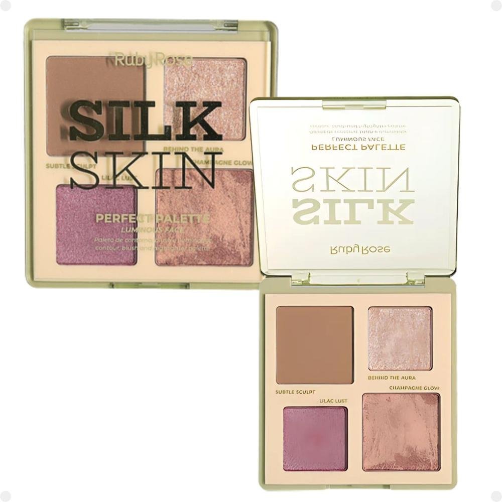 Paleta de Contorno, Blush e Iluminador Ruby Rose Silk Skin Perfect Palette Luminous Face 