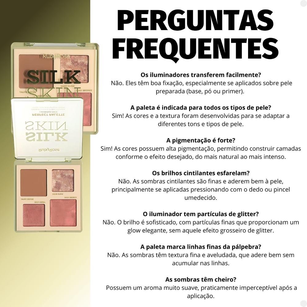Paleta de Contorno, Blush e Iluminador Ruby Rose Silk Skin Perfect Palette Gold Sparkle ÚNICO 5