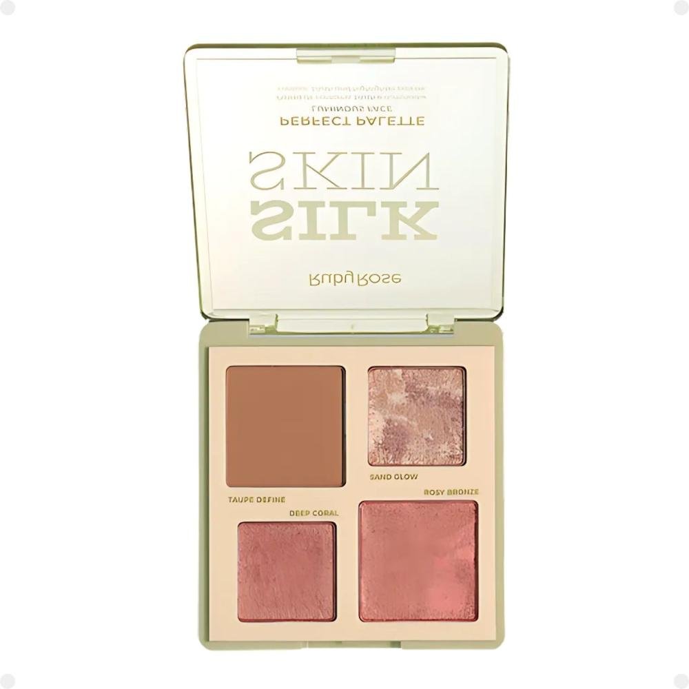Paleta de Contorno, Blush e Iluminador Ruby Rose Silk Skin Perfect Palette Gold Sparkle ÚNICO 6