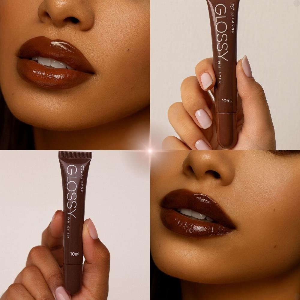 Kit Jasmyne Glossy Whisper 2 Brilho Labial: Dusty Rose e Cocoa velvet ÚNICO 5