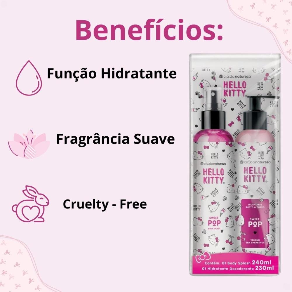 Kit Hello Kitty Sweet Pop: Body Splash e Loção Hidratante ÚNICO 2