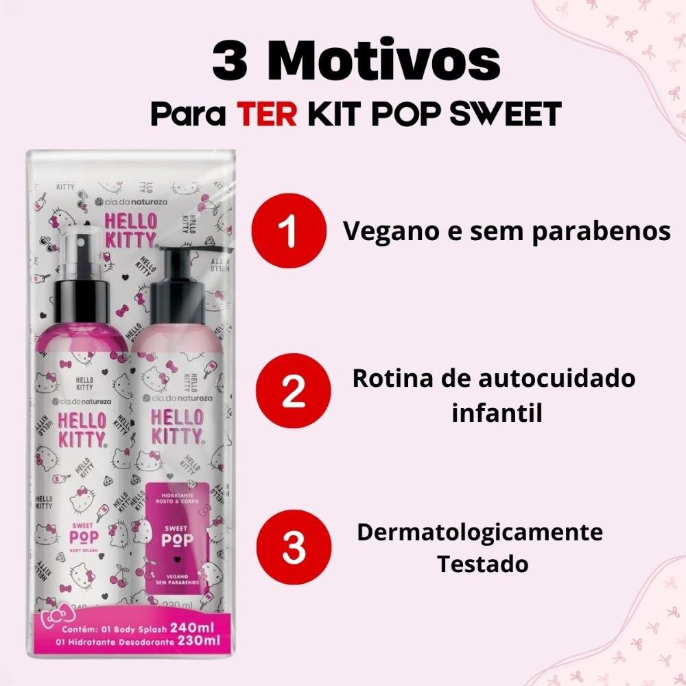 Kit Hello Kitty Sweet Pop: Body Splash e Loção Hidratante ÚNICO 4