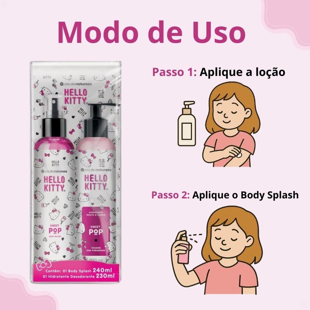 Kit Hello Kitty Sweet Pop: Body Splash e Loção Hidratante ÚNICO 5