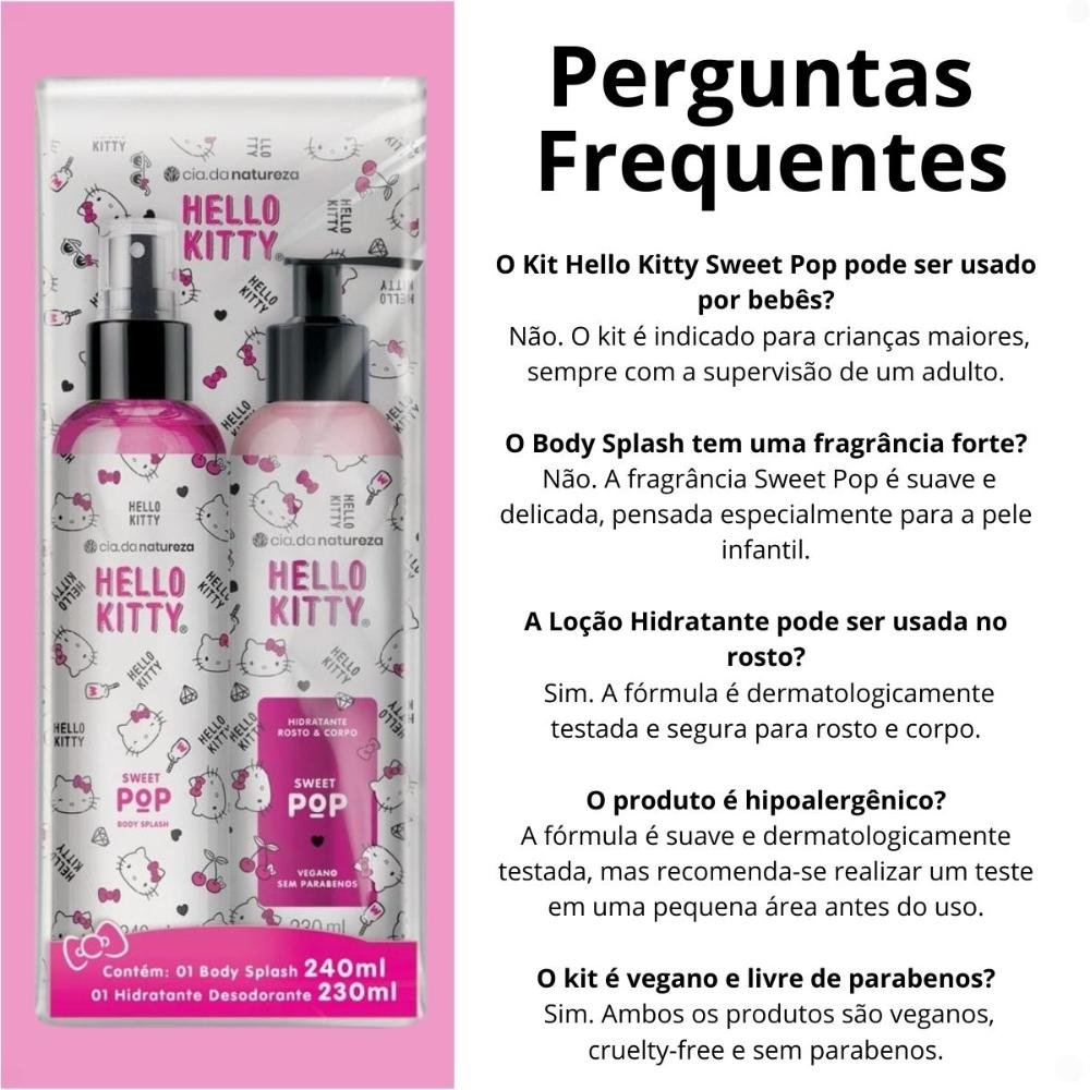 Kit Hello Kitty Sweet Pop: Body Splash e Loção Hidratante ÚNICO 6
