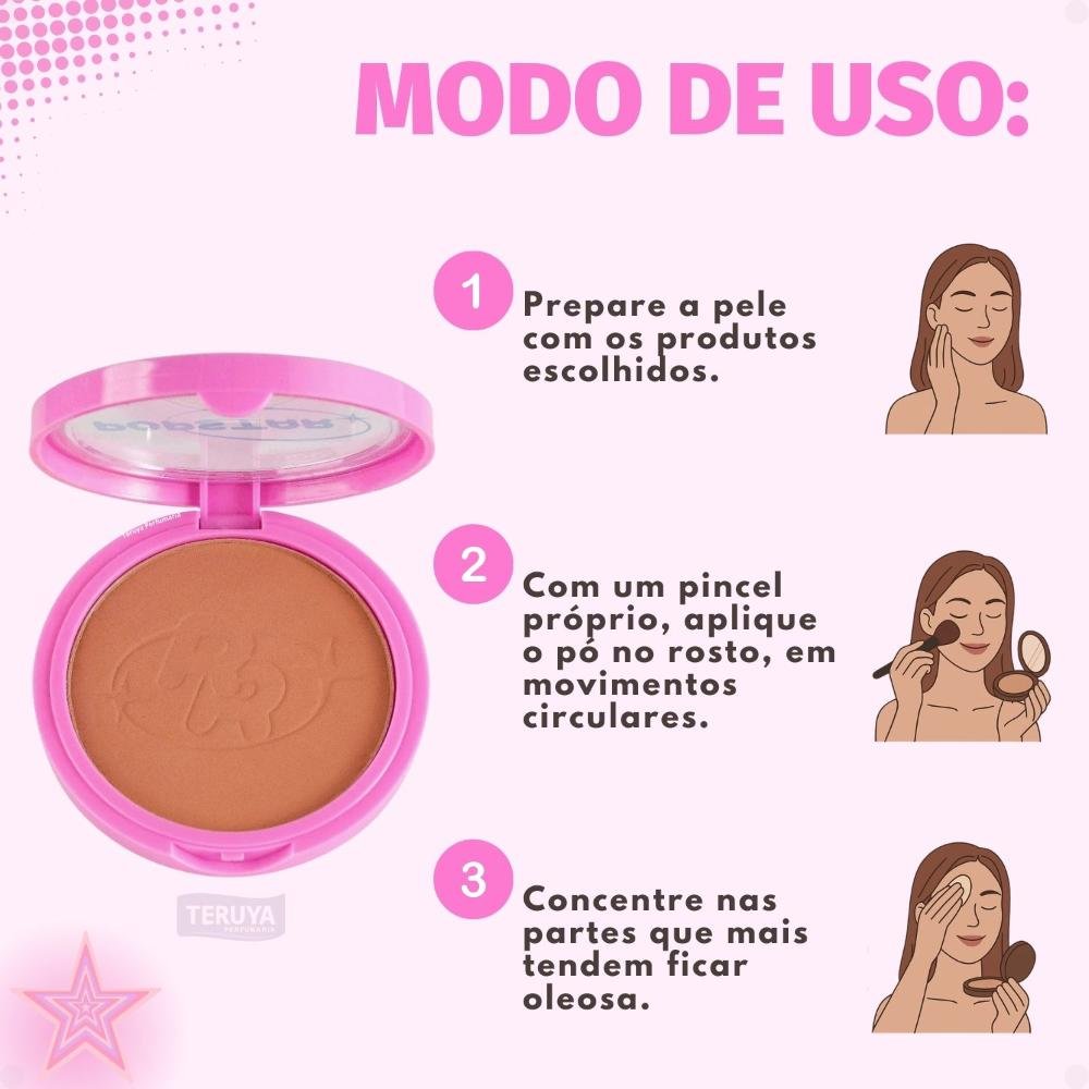 Pó Compacto Ruby Rose Popstar Fancy Face P60 HB-M406-6 ÚNICO 8