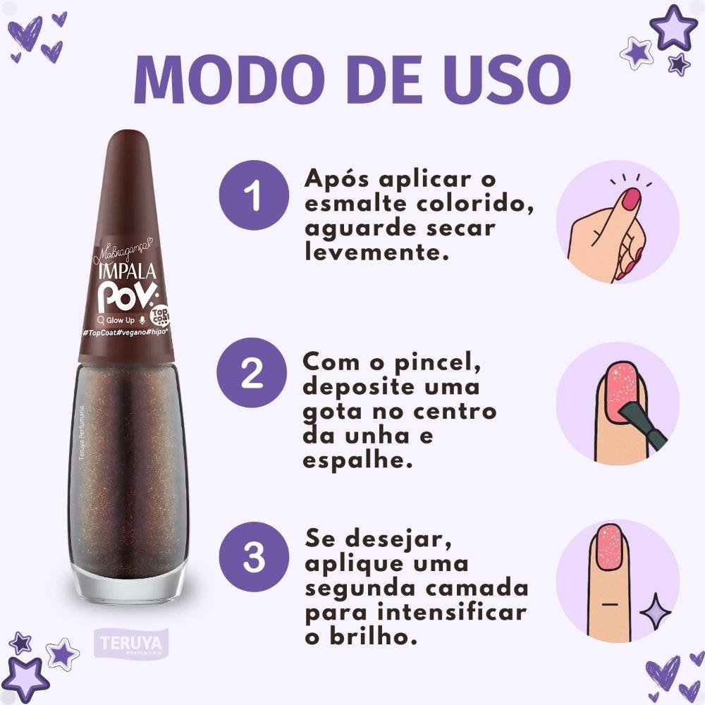 Esmalte Top Coat Impala Pov Glow Up ÚNICO 6