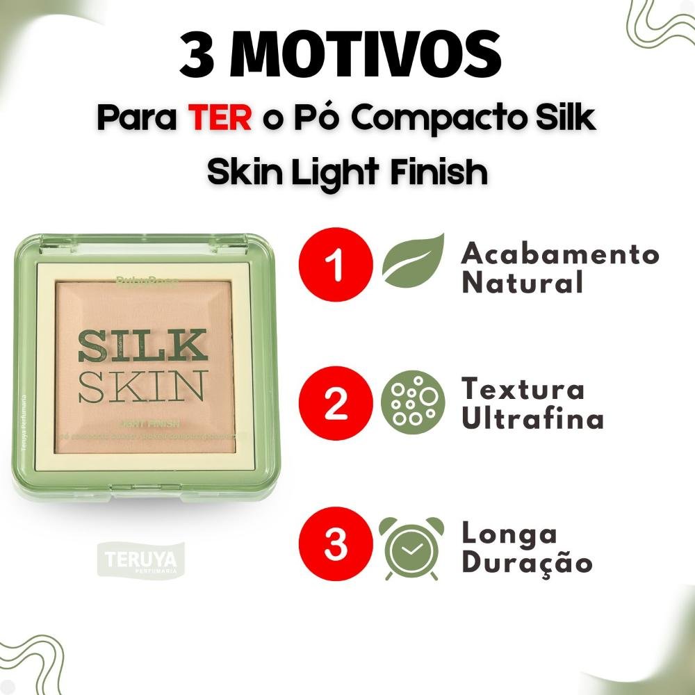 Pó Compacto Ruby Rose Silk Skin Light Finish PC20 HB-M403-2 ÚNICO 4