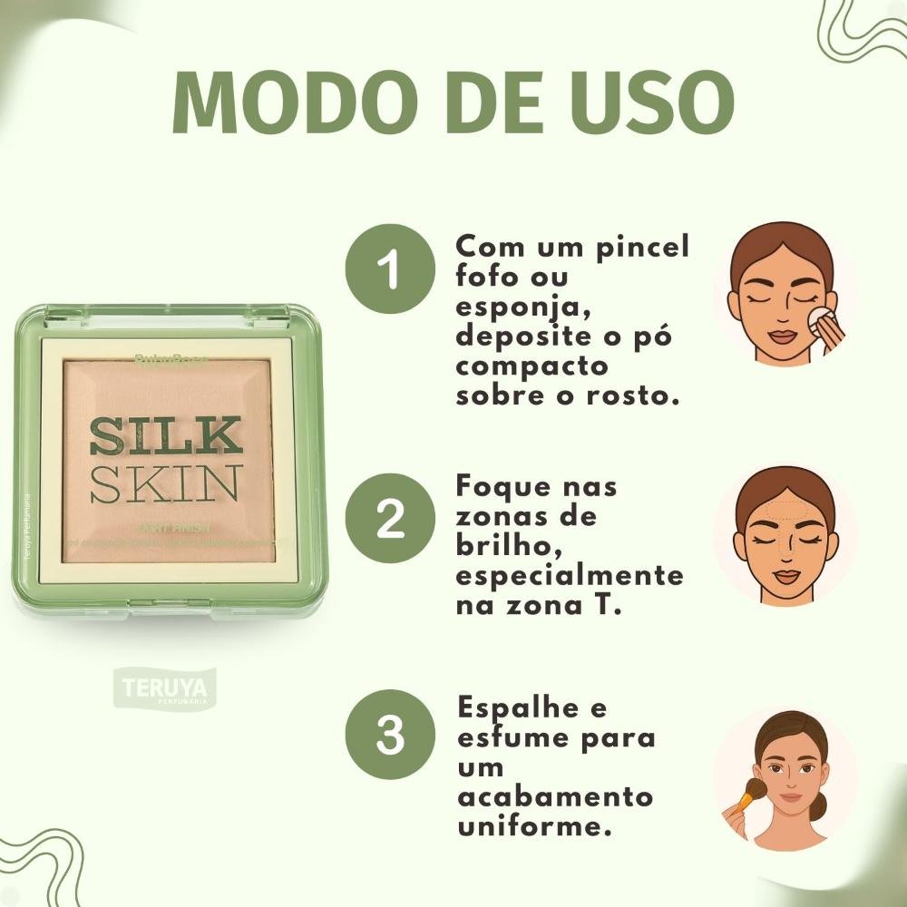 Pó Compacto Ruby Rose Silk Skin Light Finish PC20 HB-M403-2 ÚNICO 6