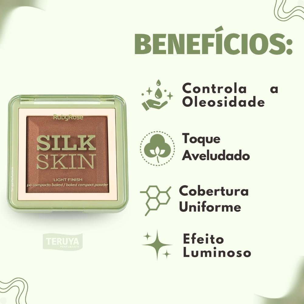 Pó Compacto Ruby Rose Silk Skin Light Finish PC60 HB-M403-6 ÚNICO 2
