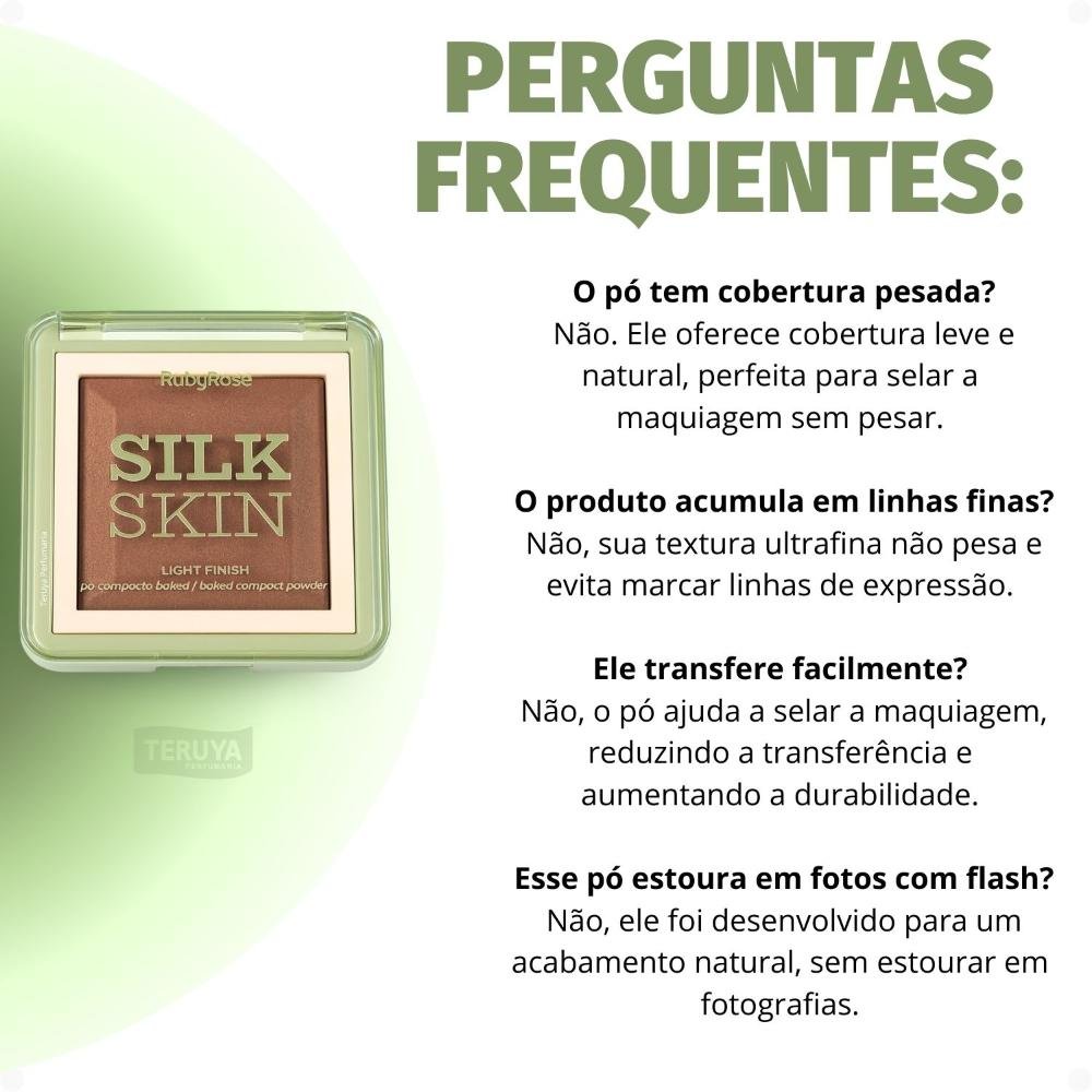 Pó Compacto Ruby Rose Silk Skin Light Finish PC60 HB-M403-6 ÚNICO 7